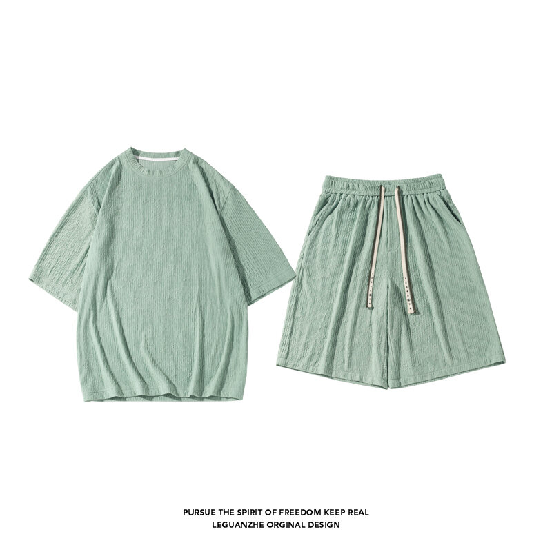 Fato de treino masculino com 2 peças, conjuntos de roupas soltos, shorts de verão, moda estilo Harajuku, 2024