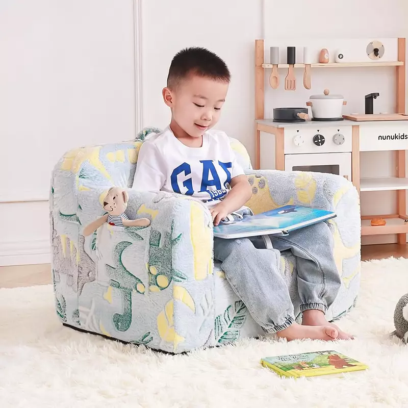 Couch with Carrying Handle & Side Pockets,Kids Foam Chair, Toddler Armrest Chair,Lightweight Children Sofa Chair, Kids Read Sofa