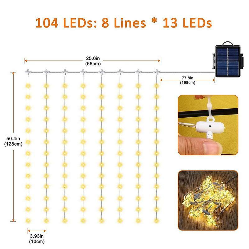Luces LED de energía Solar para sombrilla de Patio, lámpara de cadena de hadas para jardín al aire libre, impermeable IP65, lámpara de tienda de campaña, 104