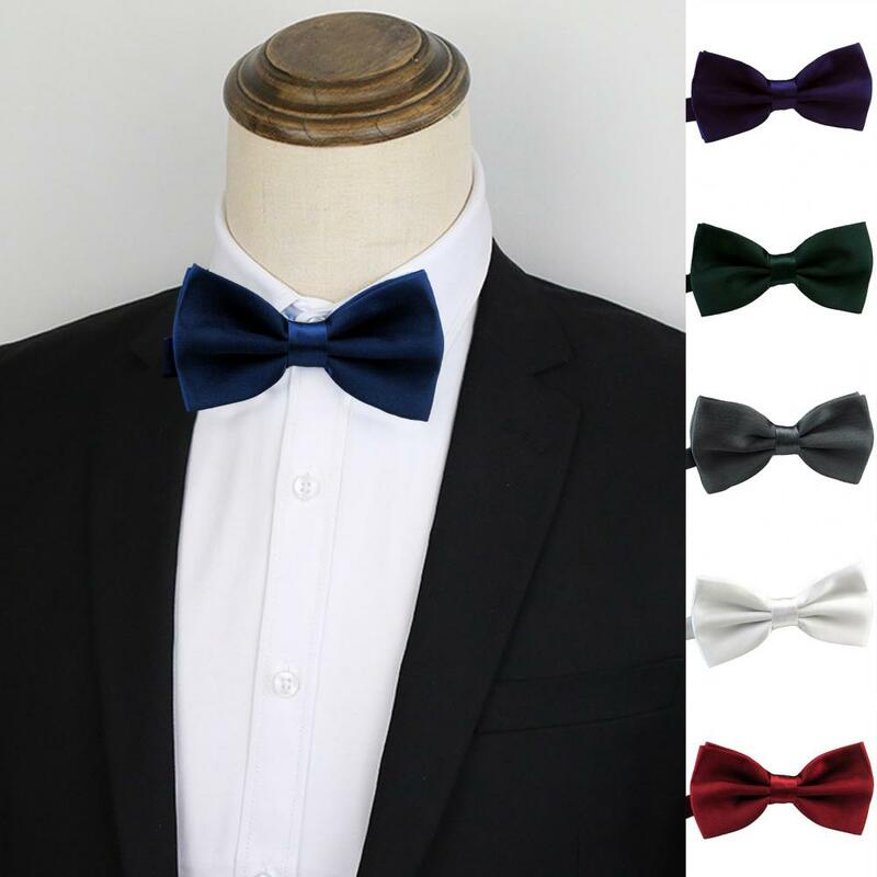 Men Tie Bow Solid Color Adjustable Wedding Tie Korean Style Bow-knot Male Tie For Party Banquet Prom