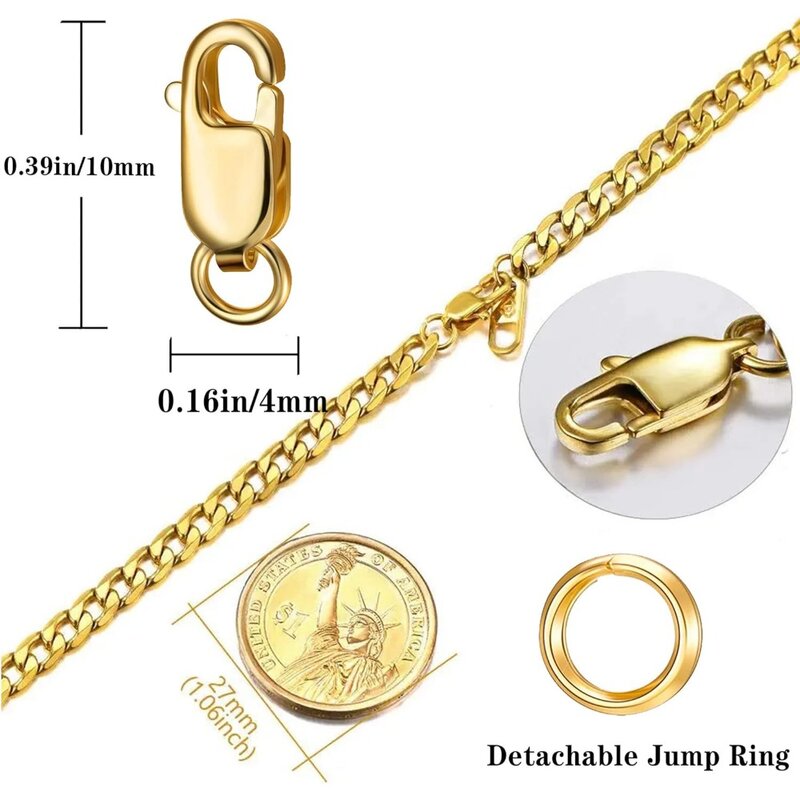 Anéis fechados para fazer joias, fecho de garra de lagosta em ouro 18k, anéis para colares e braceletes cheios de ouro, fabricados na Itália