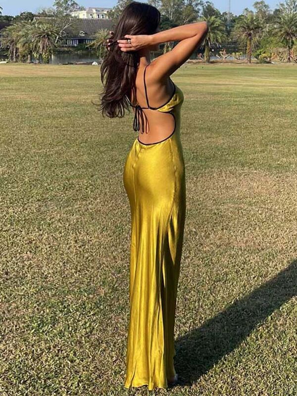 Slip senza maniche Backless Patchwork Lace Up Cut Out elegante Sexy Maxi Prom Dress 2023 Women Fashion Beach Party Outfit