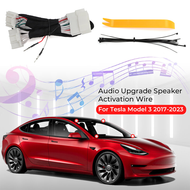 Altifalante inativo com chicote de fios de ativação, kit de atualização de áudio para Tesla Model 3 2017-2020 2021 2022 2023 Faixa padrão Plus SR +