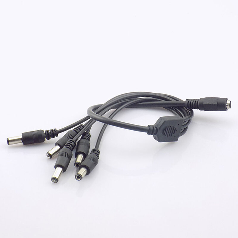 DC Power Splitter Cable para CCTV Camera, conector do adaptador, fêmea para macho Plug, fio de alimentação, 2.1x5.5mm, 1 a 2, 3, 4, 5, 6, 8 Way