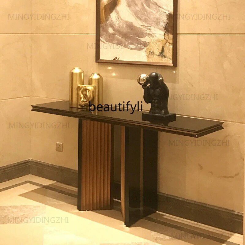 Modern Simple and Light Luxury Desk Stainless Steel Altar Hallway Wall Decorative Table Aisle Entrance Cabinet