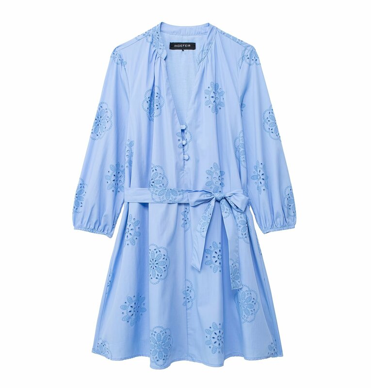 Vestido corto informal de popelina para Mujer, minivestido Retro de manga larga con cinturón y botones de decoración, novedad de 2024