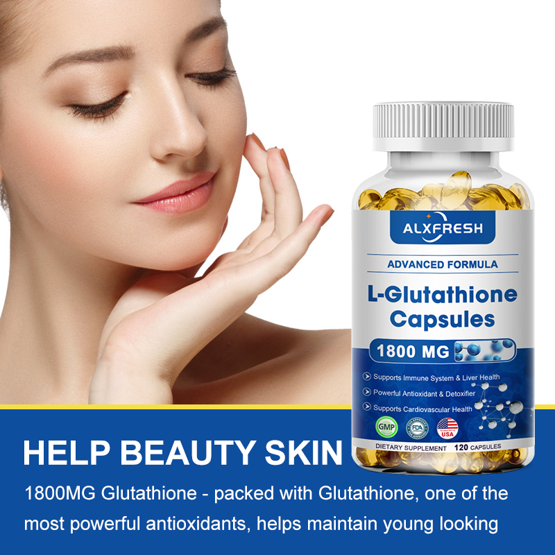 Alxfresh L-Glutathione مكمل مخفض ، غير GMO وخالية ، نظام فيروس ، دعم مضاد للأكسدة ، الغلوتين mg