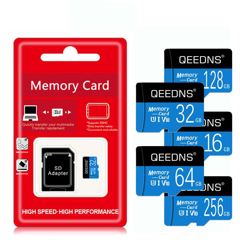 Mini SD Flash Card para Câmera do Telefone, Cartão de Memória de Alta Qualidade, V10 Micro TF/SD Card, Classe 10, 8GB, 16GB, 32GB, 64GB, 128GB, 256GB, 512GB