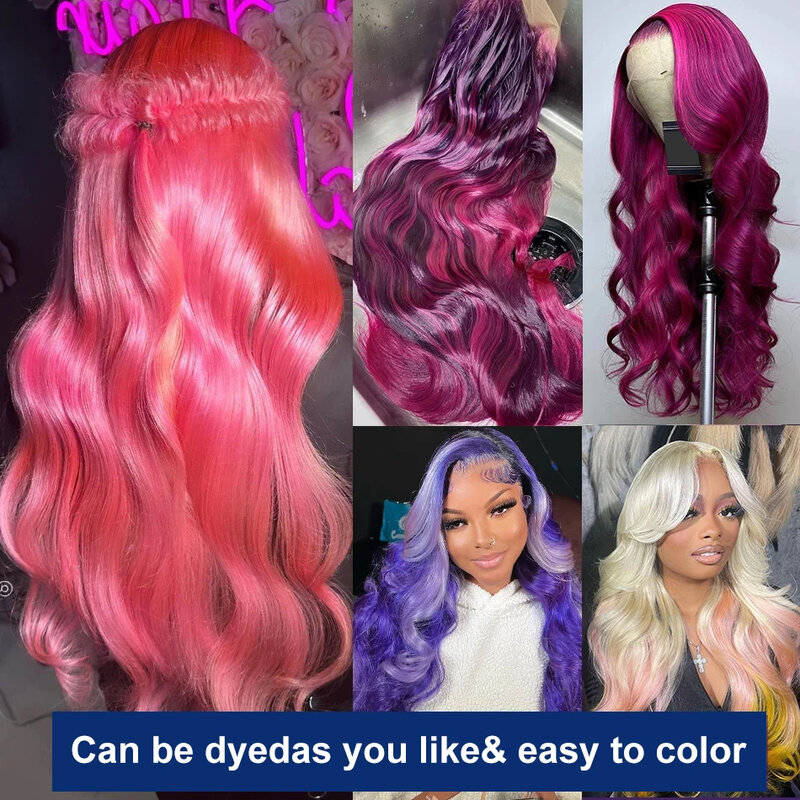 Honey Blonde Color Wig para Mulheres, HD Transparente Lace Front Perucas, Body Wave Frontal Cabelo Humano Peruca, 30 ", 40", 613, 13x6, 180 Densidade