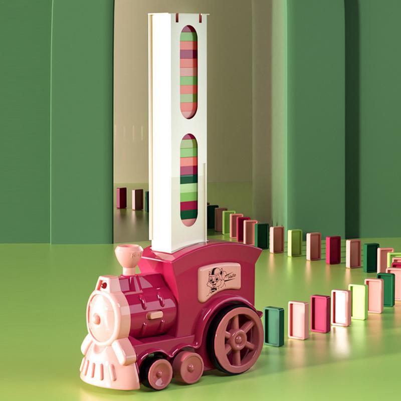 Elektrische Domino-Zug verspielte Domino-Blöcke setzen lustige elektrische Domino-Zug gebäude und stapeln Spielzeug für Kinder Jungen Mädchen