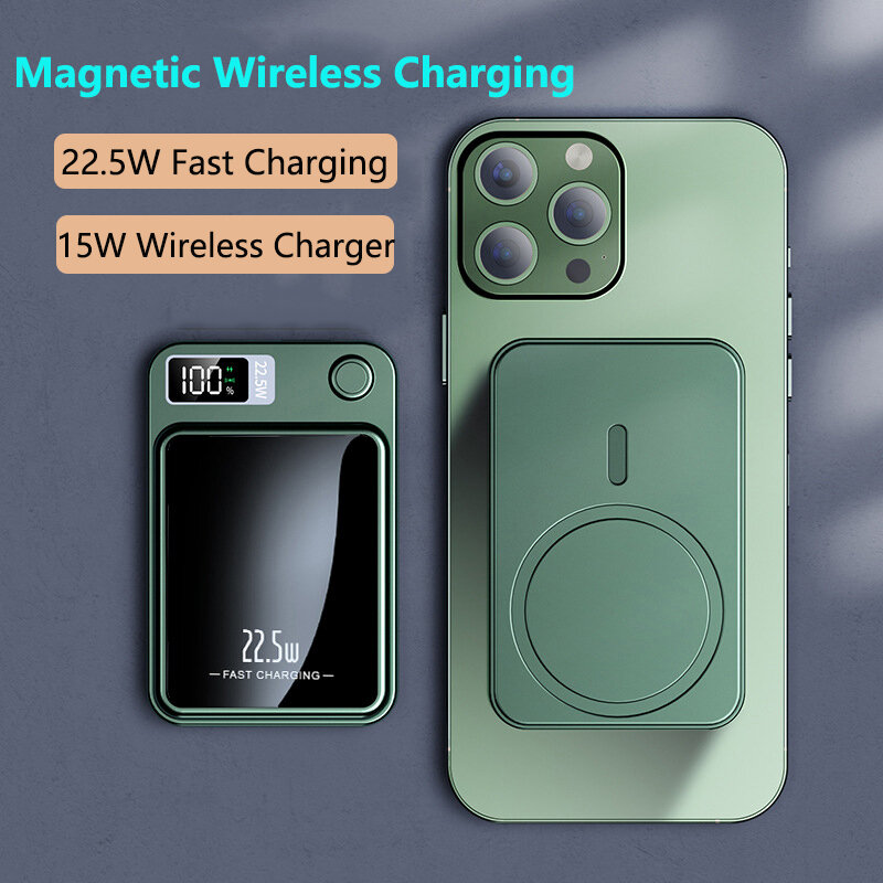 샤오미 미지아 마그네틱 Qi 무선 충전기 보조배터리, 22.5W 미니 보조베터리, 아이폰 삼성 화웨이 고속 충전, 30000mAh