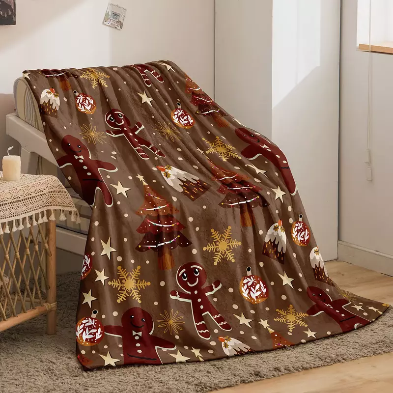 Christmas Flannel Throw Blanket Christmas Decor Gift, Microfiber Tree Santa Claus Snowman Couch Bed Sofa Blanket Travel Blanket