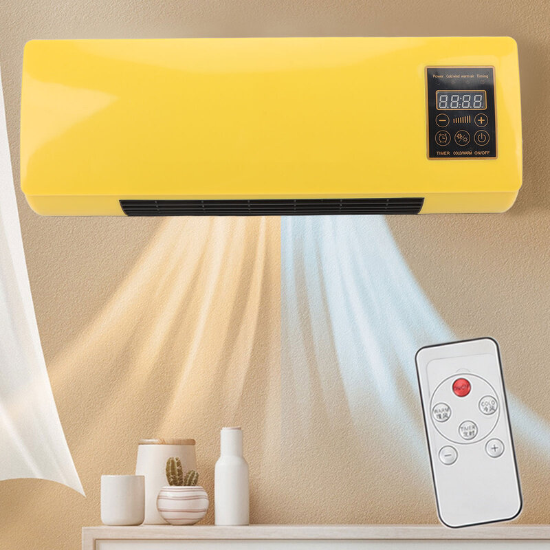 Aire acondicionado de pared con Control remoto, ahorro de energía, amarillo, para dormitorio, sala de estar y baño