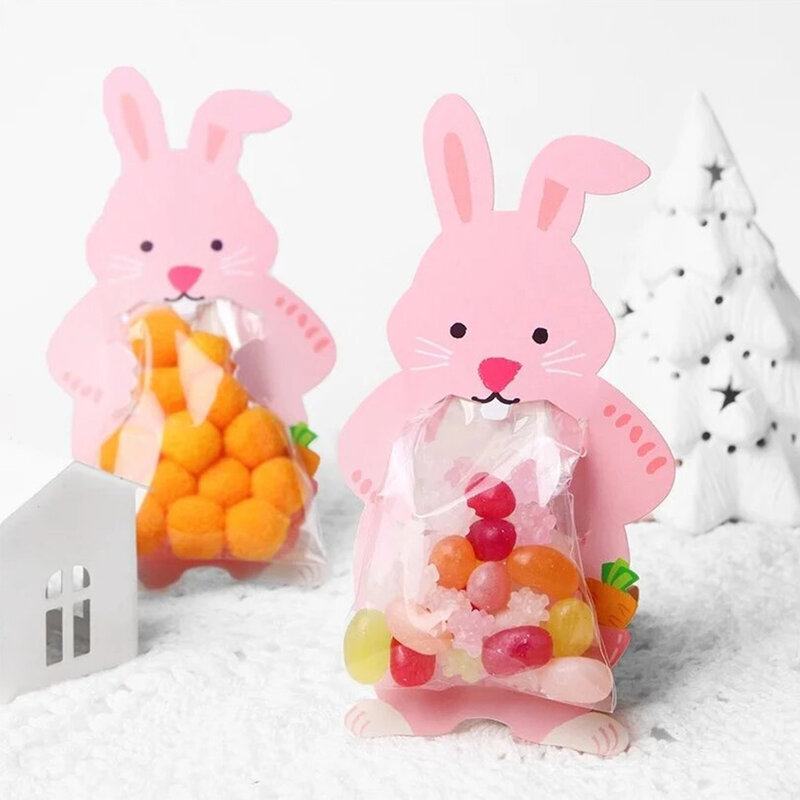 1 pz cartone animato coniglio scatole di caramelle coniglio lecca-lecca carte buona pasqua primavera festa borsa decorazioni bambini regali fai da te imballaggio fornitura