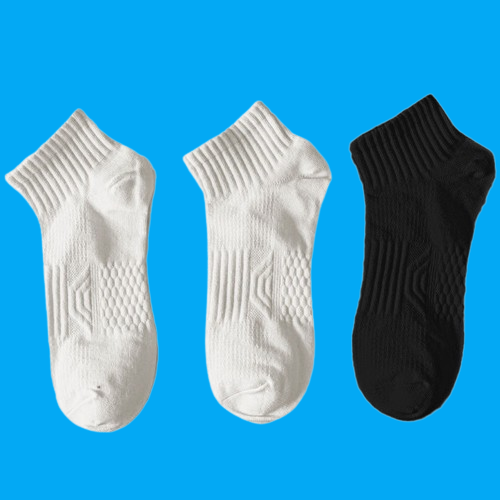 5/10 Pairs Solid Color Sports All-match Massage Bottom White Socks Sweat-Absorbent and Deodorant Men's Socks