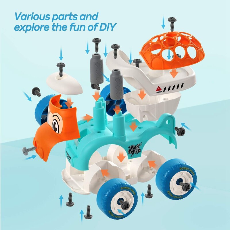 장난감 건설 트럭 만화 자동차 스템 빌딩 장난감, DIY 엔지니어링 학습 교육 세트