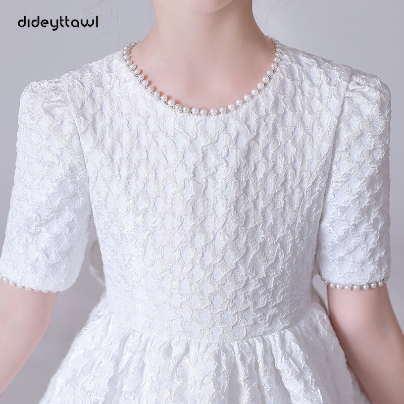 Dideytax-女の子のための白いふくらんでいるスカート,エレガントな花,結婚披露宴,半袖,家族,ジュニア,花嫁介添人のためのドレス