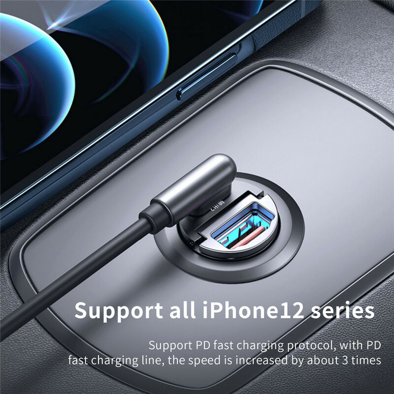 เครื่องชาร์จในรถยนต์ขนาดเล็ก100W/200W QC3.0 PD ที่ชาร์จไฟ12-24V ที่ชาร์จเร็วแบบ USB Type C สำหรับรถยนต์ Xiaomi Samsung Huawei iPhone Power