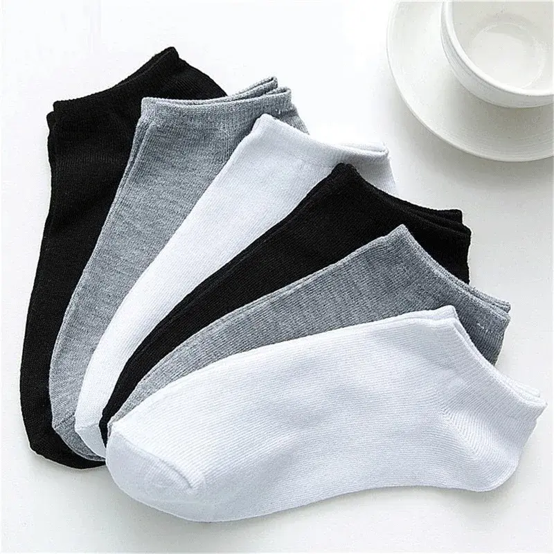 Men Ankle Socks Solid Color Black White Gray Breathable Cotton Sports Socks Unisex High Quality Spring Summer Male Short Sock
