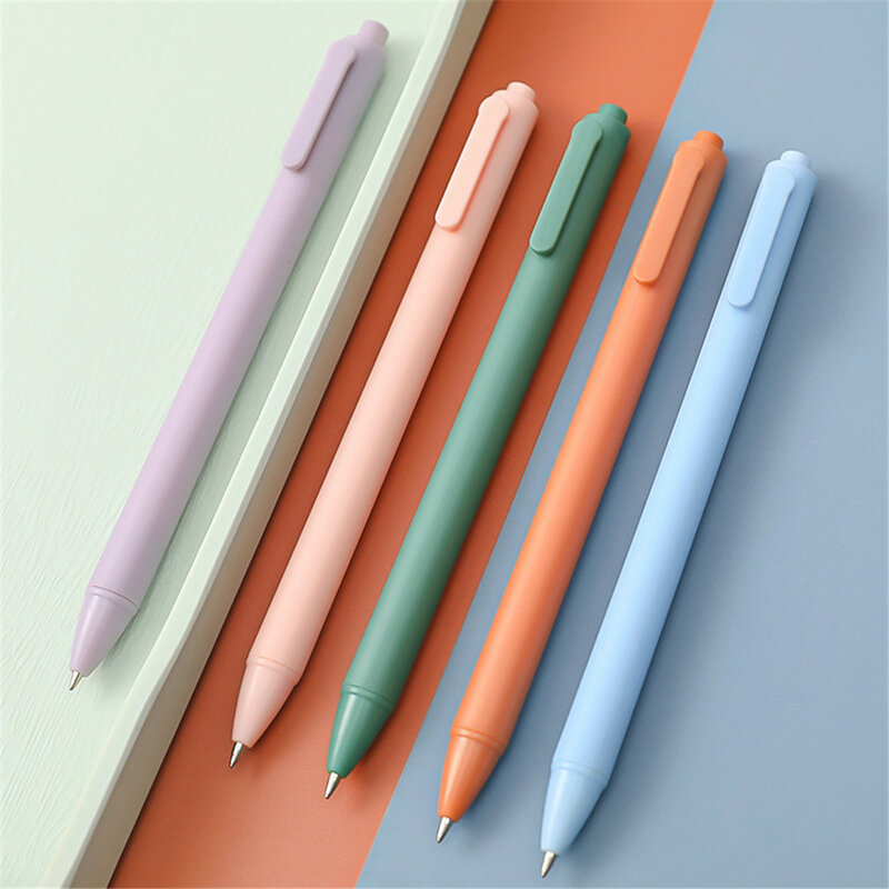 마카롱 컬러 프레스 펜, 학생 시험 총알 팁 중립 펜, 공부 프레스 유형 검정 잉크 펜, 학교 사무용품, 0.5mm