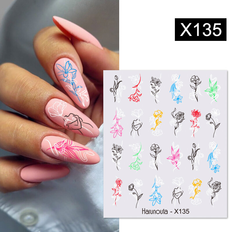 1 Buah Mata Air Decal Kuku dan Stiker Bunga Daun Pohon Hijau Sederhana Musim Panas DIY Slider untuk Manicure Nail Art Watermark
