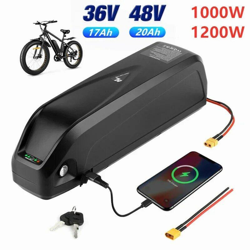 Aleaicentral-bateria para bicicleta elétrica, 48v, 20ah, 36v, 17ah, conjunto de peças com carregador xt60