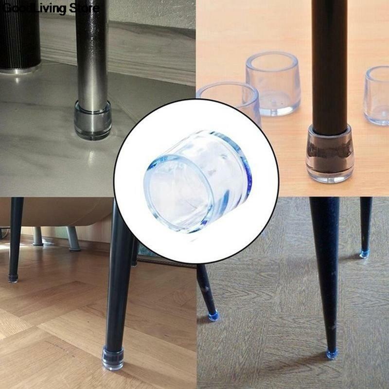 Capuchon de protection anti-rayures pour chaise de sol, caoutchouc transparent, meubles, table, furul, 14-40mm, 1 pièce