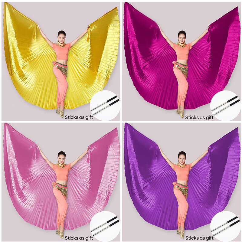 Le prestazioni sul palco delle donne indossano accessori per la danza del ventre opzioni dorate e multicolori ali di iside di ala egiziana con bastoncini