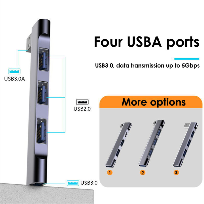 Concentrador de puertos USB 4 en 1, concentrador de USB-C compacto Universal, Mini USB2.0/USB3.0, estación de acoplamiento, PD, alta velocidad, Accesorios de ordenador