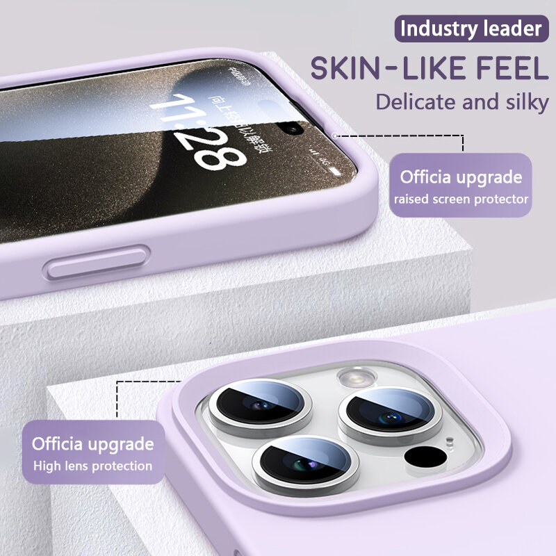 Luxus Original flüssige Silikon hülle Phone Case For iPhone 15 14 13 12 11 Pro Max Plus Handy hüllen stoß feste Soft Back Cover Zubehör