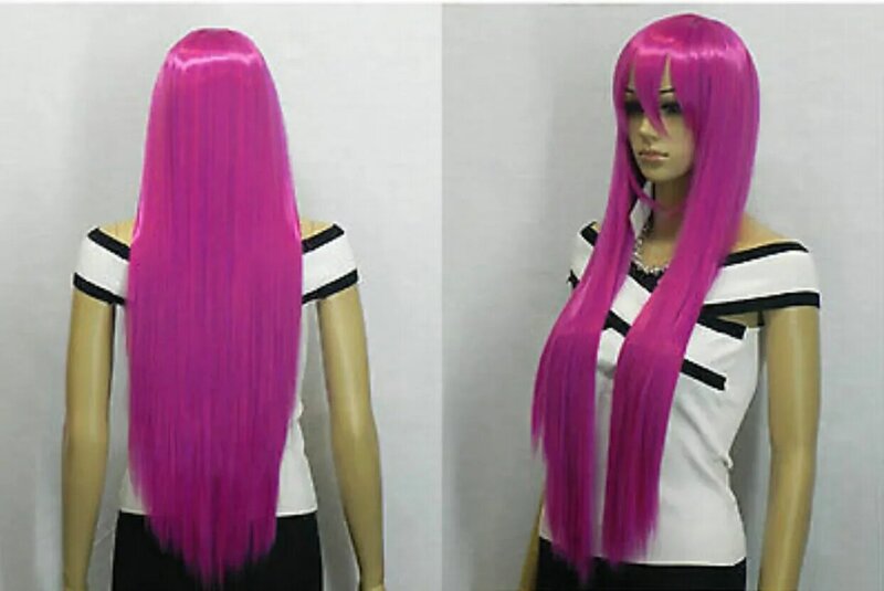Очаровательный 80 см длинный фиолетовый прямой косплей волос полный парик