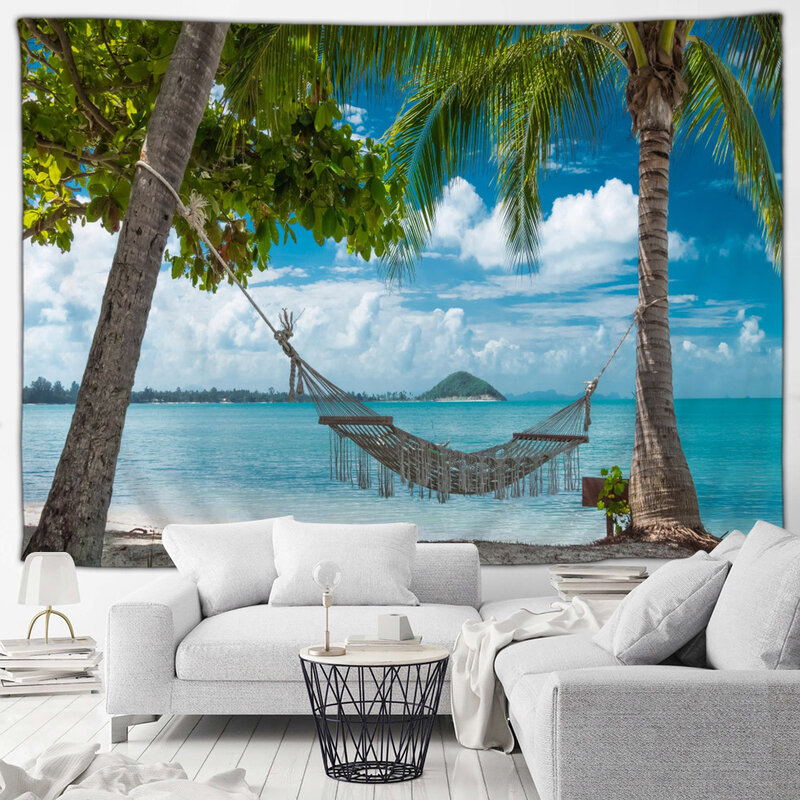Гавайский океан гобелен с пейзажем пляж кокосовые деревья остров природный пейзаж гобелены домашняя гостиная сад Декор настенный