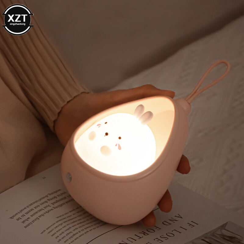 LED lampka nocna z czujnikiem sterowania Cute Animal indukcja człowieka lampy dla dzieci dzieci sypialnia USB akumulator silikonowe kinkiety