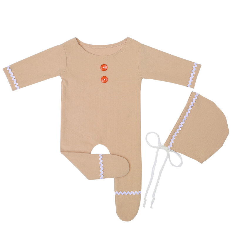Fotografia neonatale Propsnewborn Photography Christmas Outfit Set Gingerbread Man Footed pagliaccetto