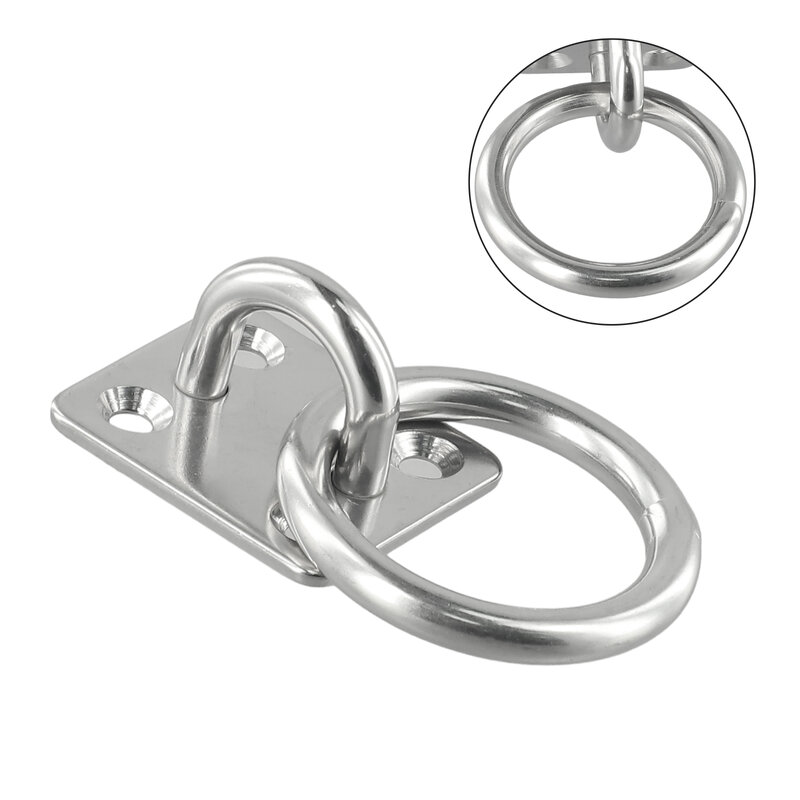 Placa de ojo para yate, placa cuadrada Marina estable de acero inoxidable Universal con anillo, 1 piezas, 6mm, accesorios para cabina