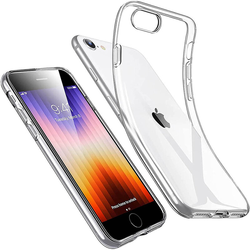 Coque souple en silicone transparent de haute qualité pour iPhone SE, 2022, 2020, 7, 8, coque arrière universelle ultra fine pour Apple, SE2, SE3