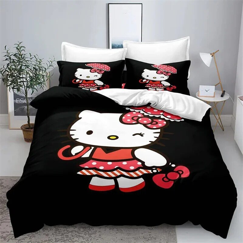 Наволочка Hello стеганое одеяло с котенком, набор постельного белья с милым мультяшным рисунком для девочек, принцессы, украшение для общежития, специальная наволочка