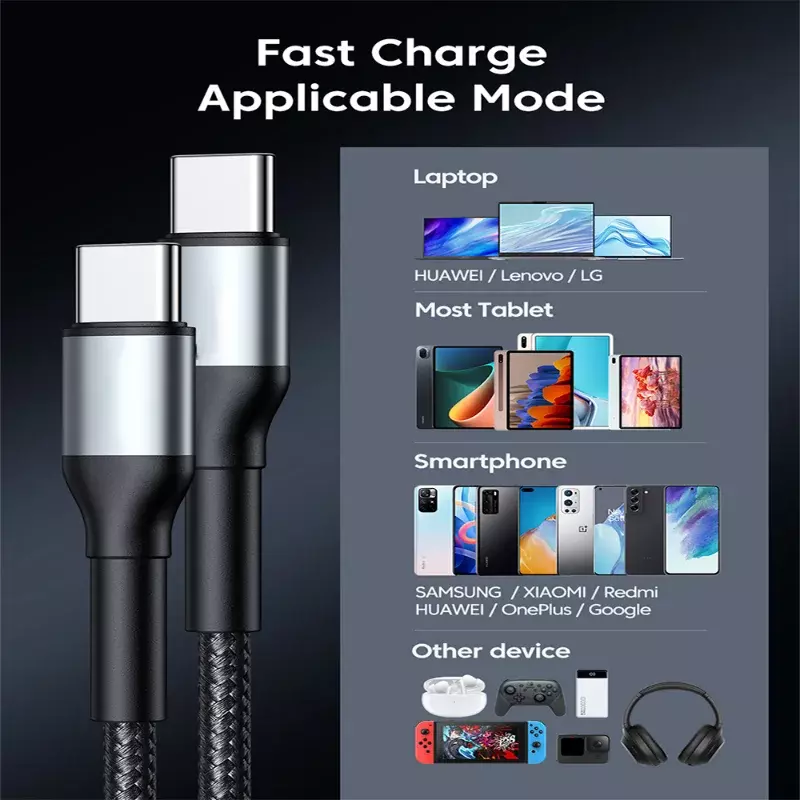 Кабель зарядный AUFU 60 Вт USB Type-C для MacBook, быстрая зарядка 3,0 PD, кабель для быстрой зарядки iPhone 15, Samsung, Xiaomi POCO