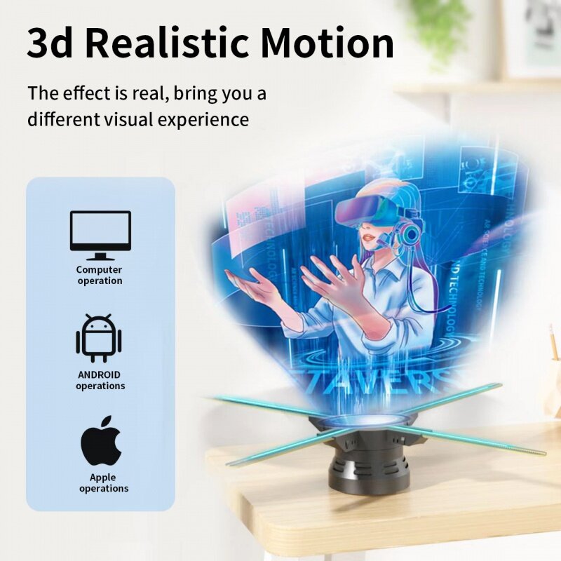 Máquina de publicidad holográfica 3D a simple vista, ventilador de proyector WiFi, pantalla LED, suspensión giratoria, 60cm, nuevo