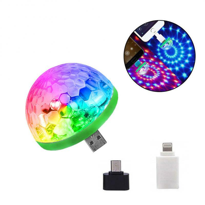 USB Mini samochód kula dyskotekowa oświetlenie dźwięk Party światła samochodowe RGB wielokolorowy samochód atmosfera dekoracje pokoju lampa magiczne światło stroboskopowe