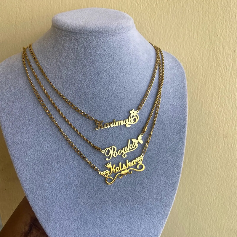 Индивидуальное ожерелье-цепочка Acheerup с именем для женщин и мужчин, из нержавеющей стали, с индивидуальными буквами кулон в форме сердца, украшения, подарок на день рождения
