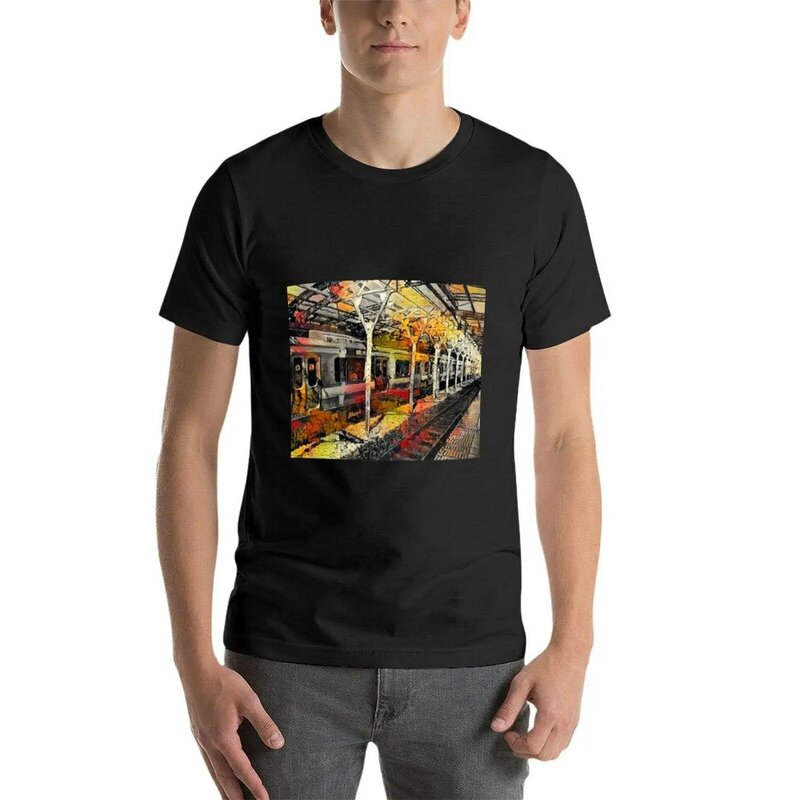 T-shirt masculina do trem maneiras do outono, roupa estética, tops bonitos, preto