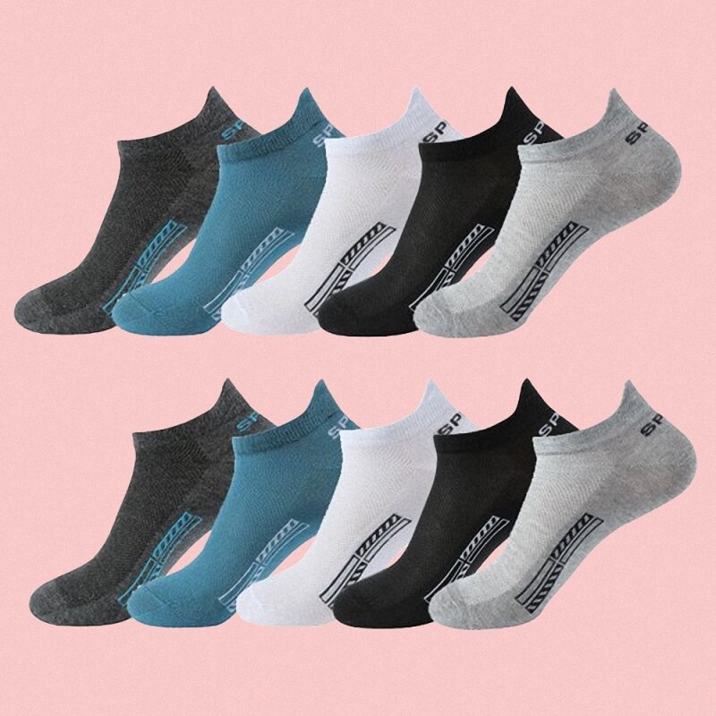 10 Pairs Men's Cotton Short Socks High Quality Crew Ankle Breathable Mesh Sports Casual Women Summer Low-Cut Thin Sock for Male