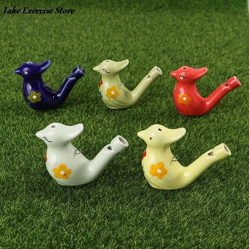 Farbige Zeichnung Keramik Wasser Vogel Pfeife Mit Lanyard Bathtime Musical Spielzeug Für Kind Früh Lernen Pädagogisches Spielzeug 1Pc