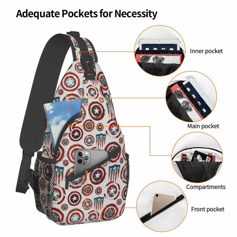 Cool Captain America Sling Bag for Travel Hiking Men's Chest Crossbody Backpack Shoulder Daypack