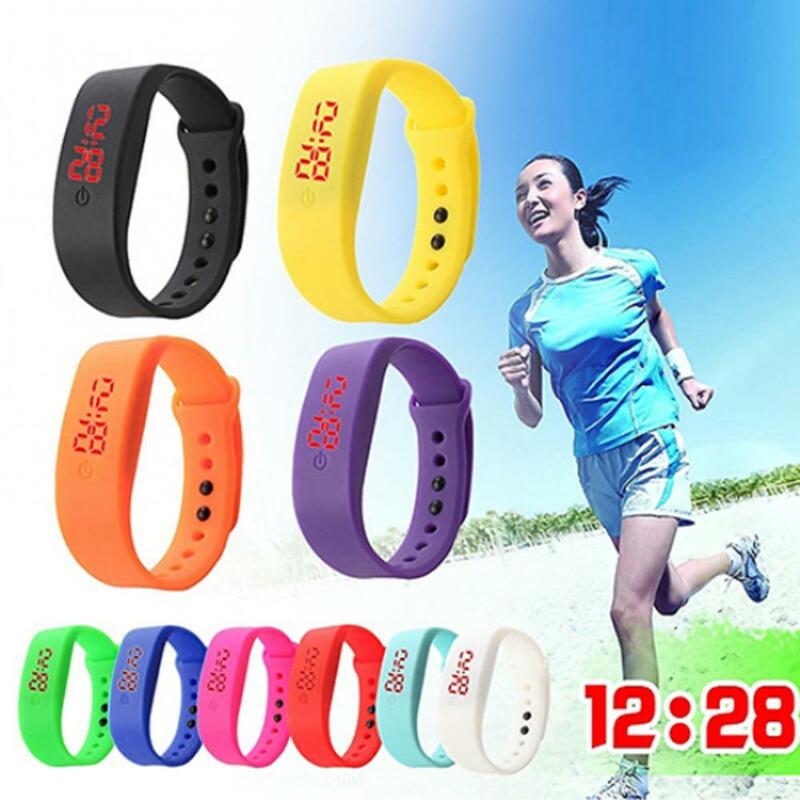 Women Men Digital Wristwatches Silicone Band Strap LED Display Bracelet Wrist Sports Watch Student Clock Waterproof Watches