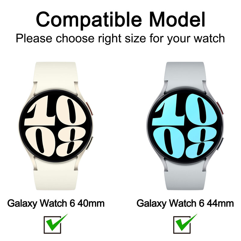Caso De Vidro Temperado Para Samsung Galaxy Watch 6, Protetor De Tela, Capa De Amortecedor, Shell, 40mm, 44mm