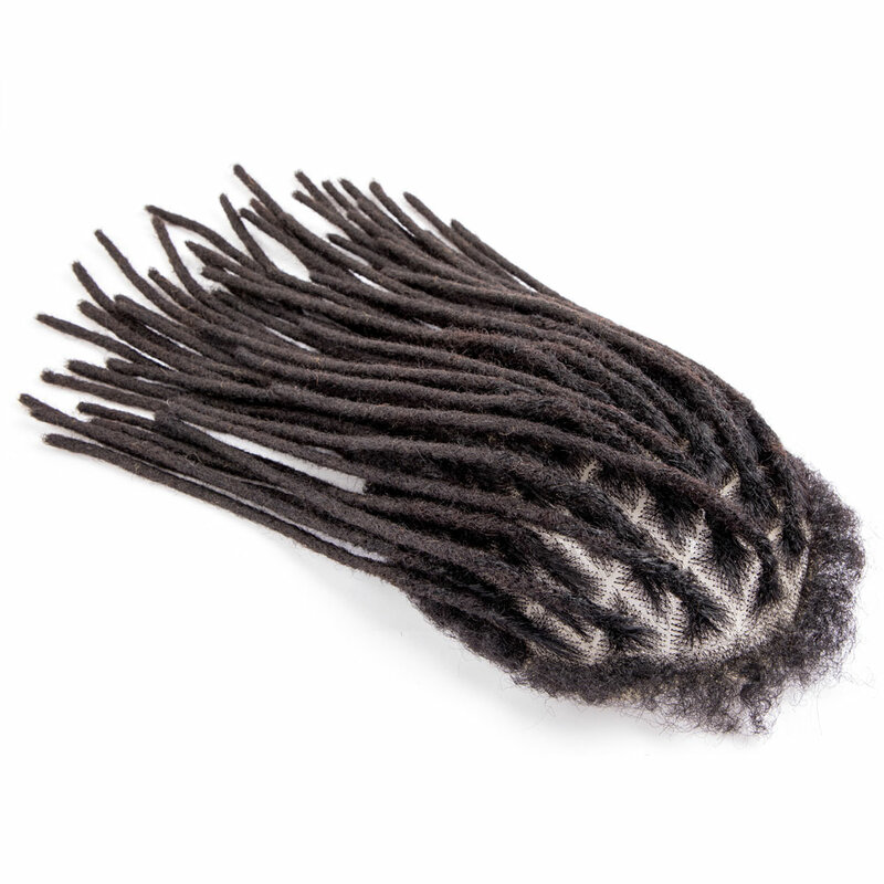 Afro Dreadlocks Toupet Afro Locs Basiseinheit für schwarze Männer 0,8 menschliches Haar cm Dreadlocks 8x10 Zoll mit Afro-Haar herum