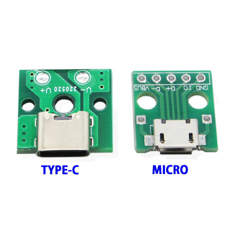TYPE-C 마이크로 USB-DIP 어댑터 암 커넥터 B 타입 PCB 컨버터 브레드보드 USB-01 스위치 보드, 와이어 포함 SMT 마더시트