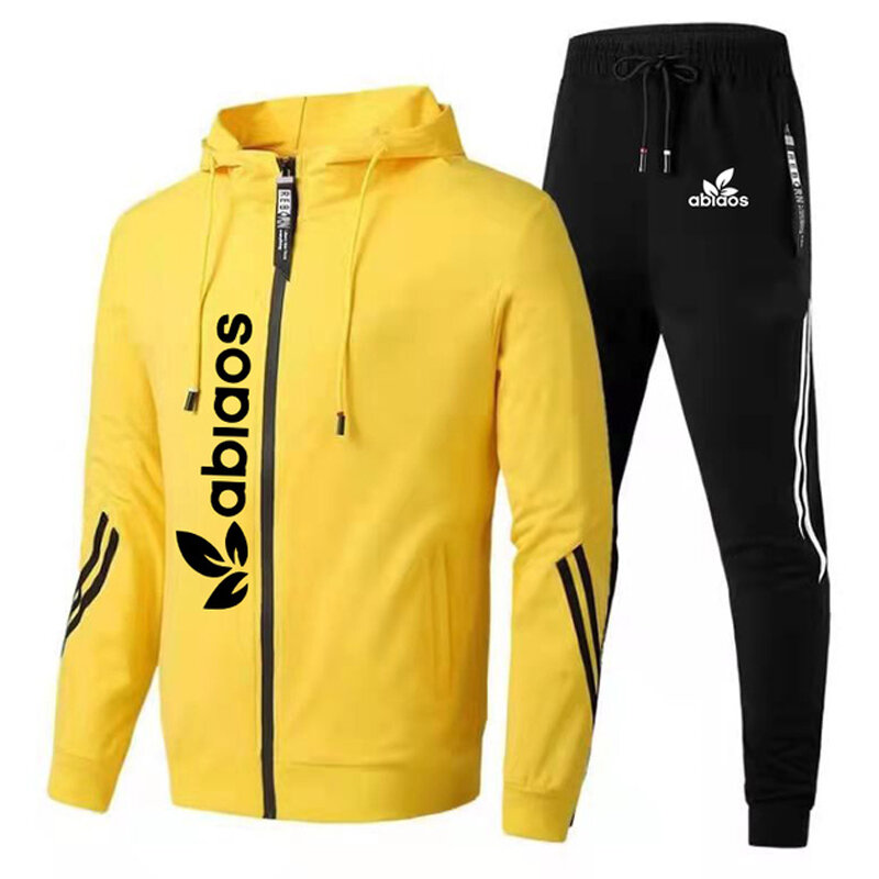 Men's Hoodies Suit Luxury Hooded Zipper Jacket + Pants Outfits Tracksuit 2 Piece Set Jogger Sport Coats Male Fall Winter Clothes